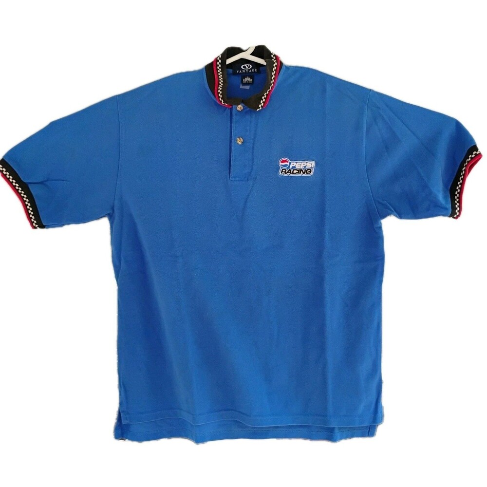 Vintage NASCAR Pepsi Racing Polo Shirt by Vance Men's Size Large USA Made